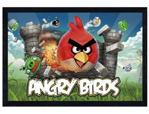 Image of Angry Birds Black Wooden Framed Evil Pigs Beware! Poster
