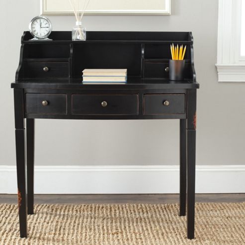 Image of Safavieh Edgewood Bureau Desk With Hutch - Black