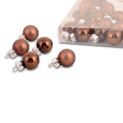 Image of Set Of 25 Mini Brown Coloured Bauble Tree Decorations