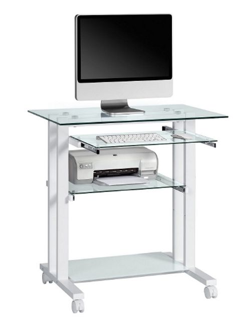 Image of Maja Premium Glass Computer Desk With White Frame
