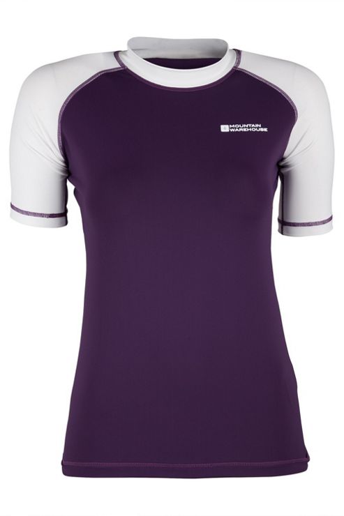 Image of Rash Vest Uv Protection Womens Swimming Diving Surfing Top - Purple