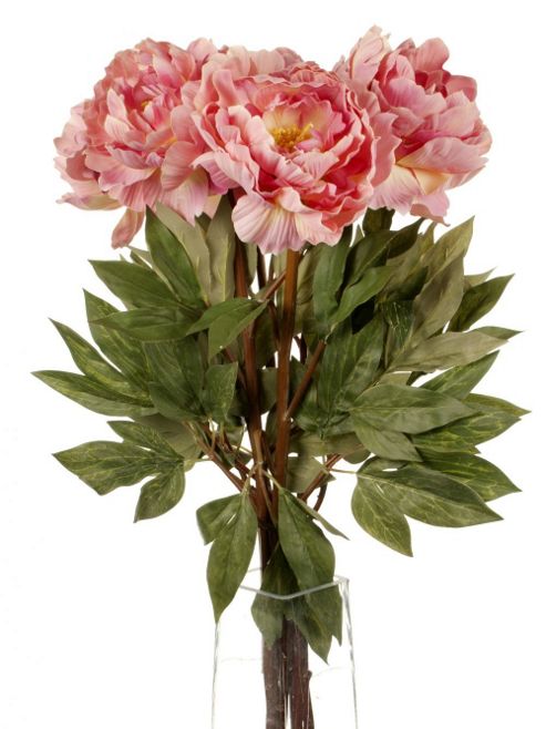 Image of Artificial 78cm Single Stem Pink Peonies X 6