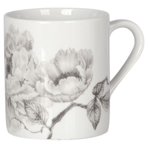 Image of Grey Floral Mug, Porcelain