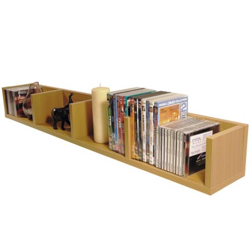 Image of Virgil - Cd / Dvd / Blu-ray / Video Media Wall Storage Shelf - Beech