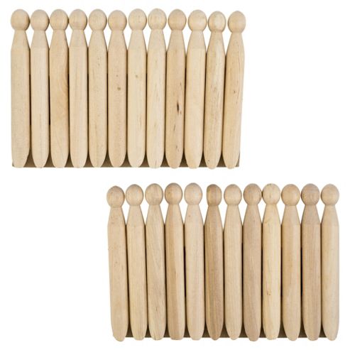 Image of Bentley Retro Wooden Pegs - 24 Pack