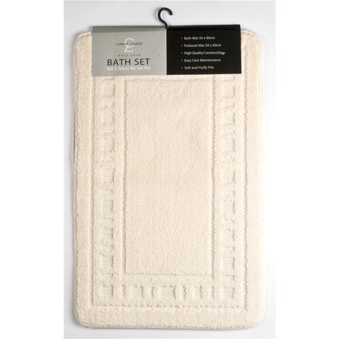 Image of Catherine Landsfield Bathroom Armoni 2pc Bathset, Bath Mat 50x80 Pedestal 50x40, Cream