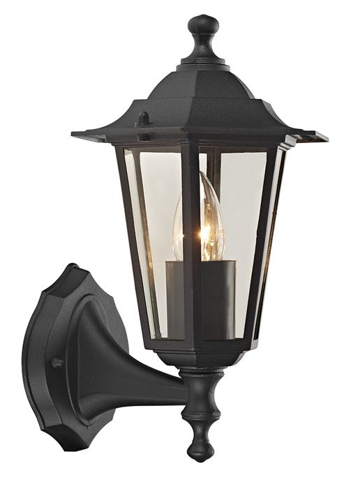 Buy Matt Black Cast Aluminium Exterior Traditional Lantern Wall Light from our Glass Lamp Shades ...
