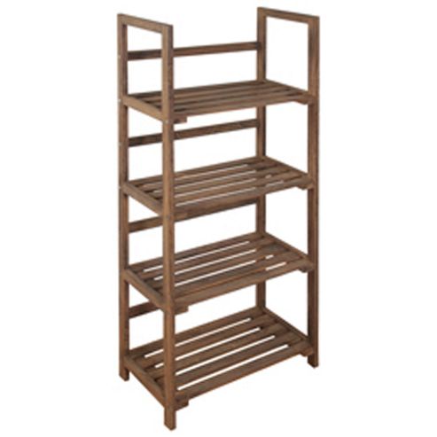 Image of Four Tier Storage Shelves / Display Unit-dark Wood Effect