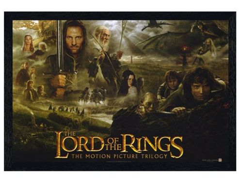 Image of Lord Of The Rings The Black Wooden Framed The Motion Picture Trilogy Lotr Poster