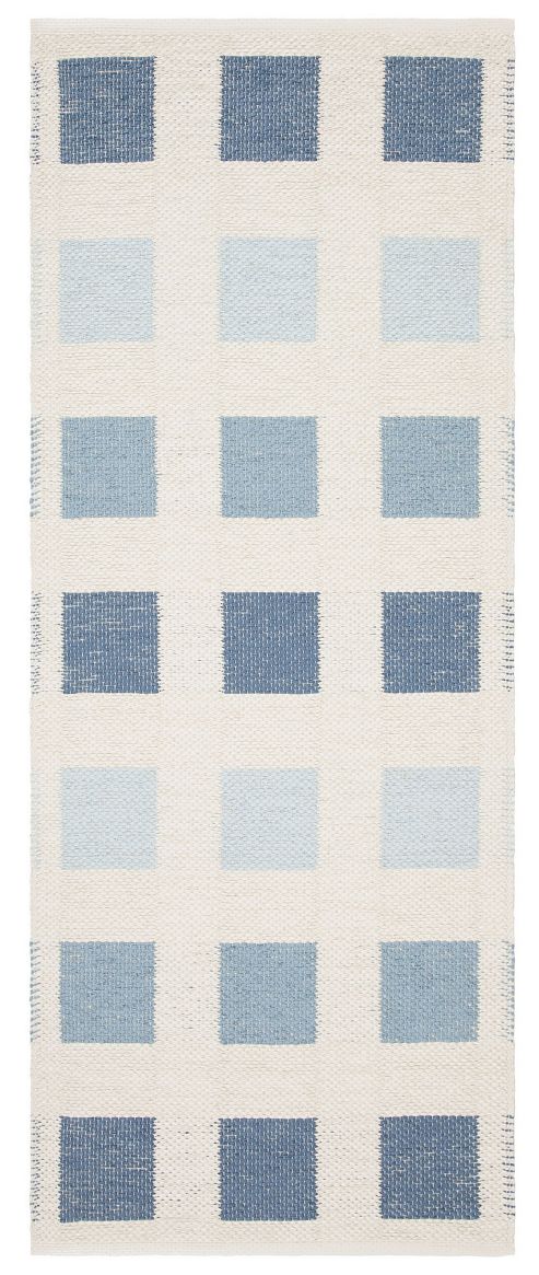 Image of Swedy Cubo White / Blue Rug - 60 Cm X 110 Cm (2 Ft X 3 Ft 7 In)