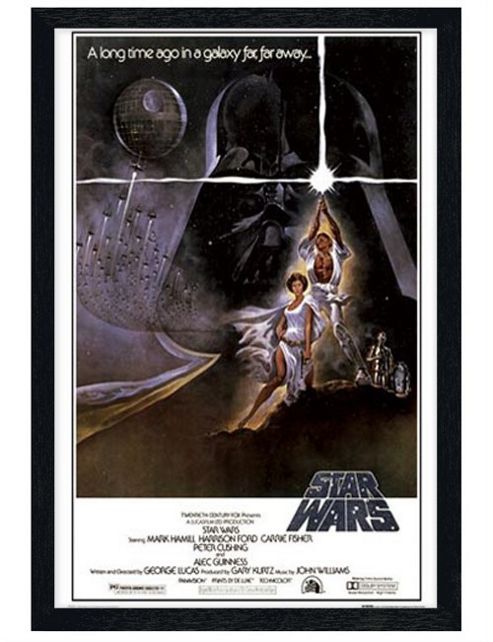 Image of Black Wooden Framed Star Wars A New Hope Original Movie Score Poster