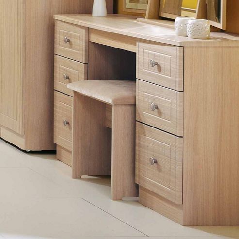 Image of Welcome Furniture Warwick Kneehole Dressing Table - Light Oak