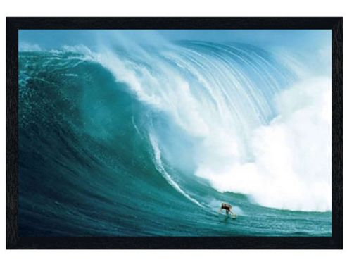 Image of Riding Giants Black Wooden Framed Laird Hamilton Rides A Wave Poster