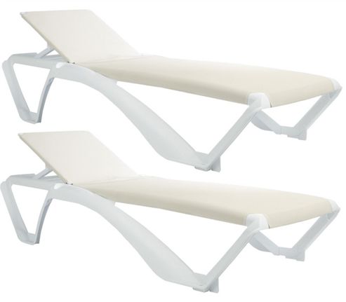 Image of Resol Marina Sun Lounger - White Frame With Cream / Natural Canvas Material - X2