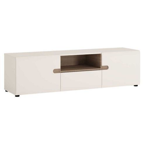 Image of Ultimum Chelsea Wide White Gloss And Oak Tv Stand