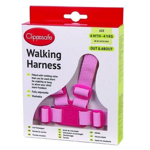 Image of Clippasafe Adjustable Walking Harness & Reins (pink)