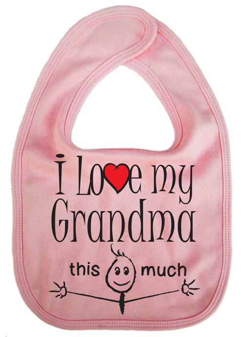Image of Dirty Fingers I Love My Grandma This Much Baby Bib Pink