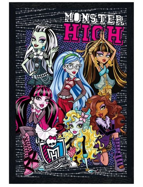 Image of Black Wooden Framed Monster High Barbed Poster