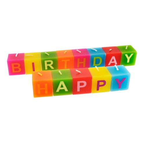 Image of Bright & Colourful 'happy Birthday' Celebration Candle Set