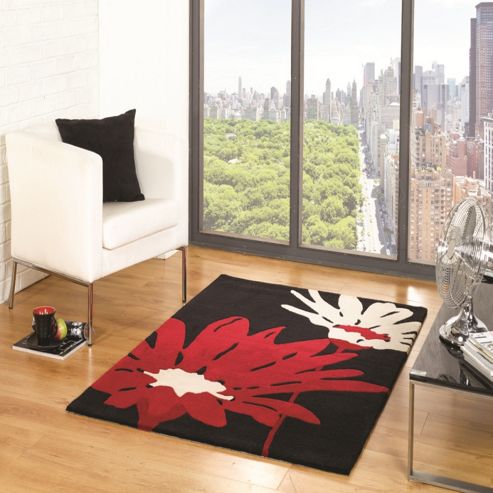 Image of The Peaks Alton Black/red 160x220 Acrylic Rug