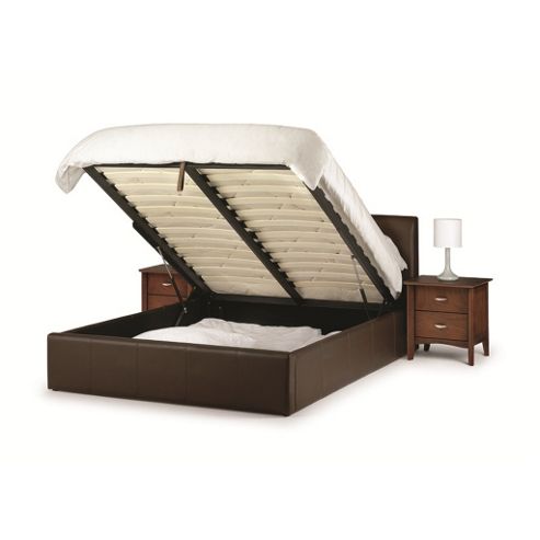 Image of Storage Single Brown Leather Bed Frame
