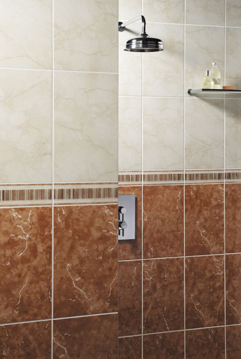 Image of Elgin Marble Crema Marfil/ Marron Ceramic Border 248x80mm