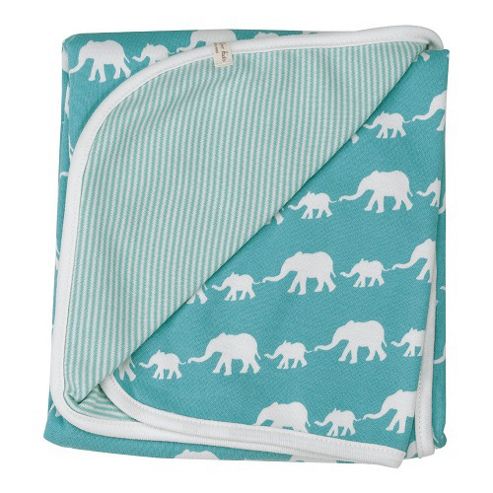 Image of Pigeon Organics Silhouette Reversible Blanket Blue Elephant 70x70cm