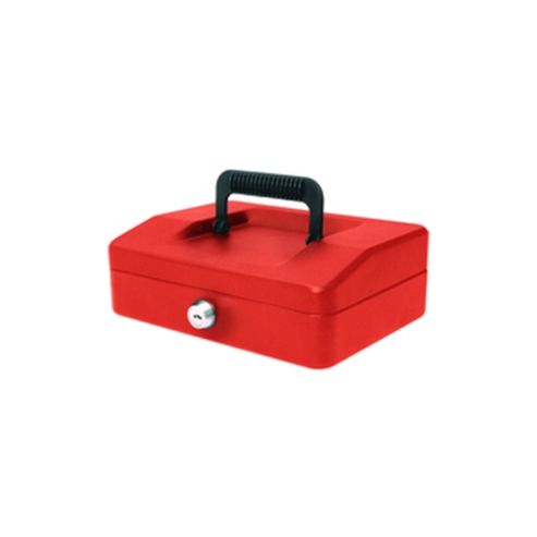 Image of Helix 200mm Sloping Lid Cash Box Red Wa7060