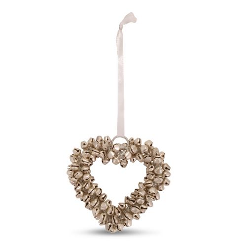 Image of Small Silver Cluster Bell Heart Shaped Hanging Decoration