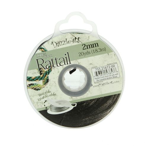 Image of Rattail With Re-useable Bobbin - Black 20yds