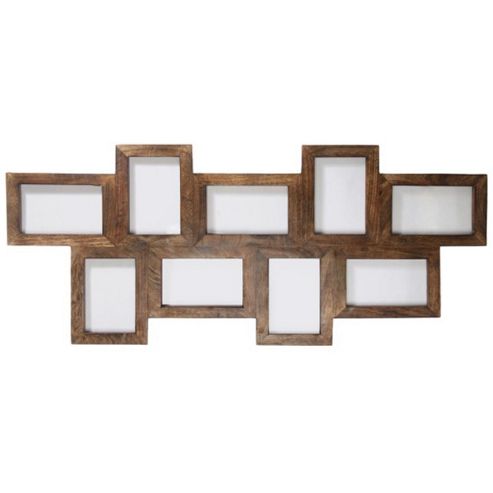 Image of Multi - Wall Mounted 9 Photo Collage Frame - Brown