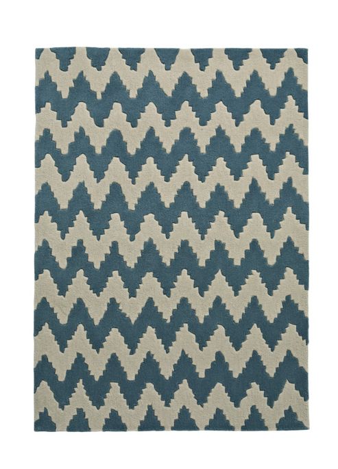 Image of Think Rugs Hong Kong Beige/blue Tufted Rug - 120 Cm X 170 Cm (3 Ft 9 In X 5 Ft 7 In)