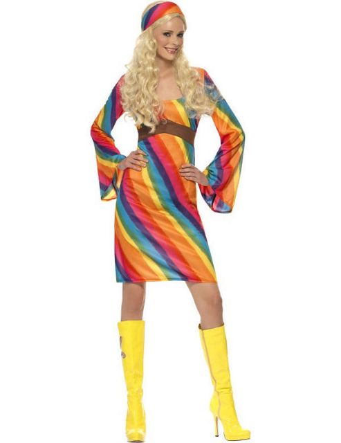 Image of Rainbow Hippie - Adult Costume Size: 12-14