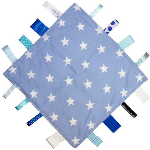 Image of Dotty Fish Baby Tag Blanket - Blue Star