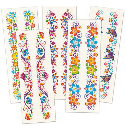 Image of Glitter Flower Wrist Tattoos (pack Of 12)