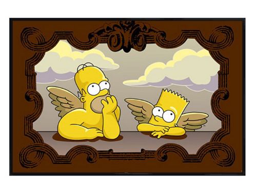 Image of The Simpsons Homer And Bart Simpson Gloss Black Framed Alternative Angels! Poster