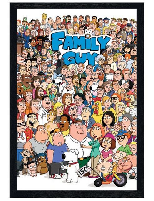 Image of Family Guy Black Wooden Framed Character Compilation Poster
