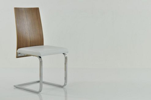 Image of Denver White Faux Leather And Wood Dining Chair