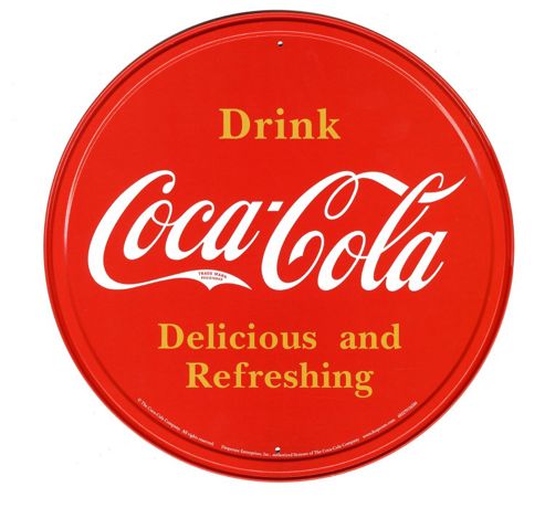 Image of Coca-cola Coca Cola Bottle Top Logo Tin Sign