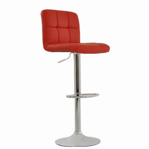 Image of Cuban Red Faux Leather Swivel Bar Stool