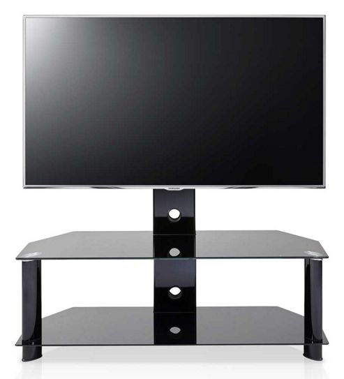 Image of Mmt Cb110/2 Black Glass Cantilever Tv Stand