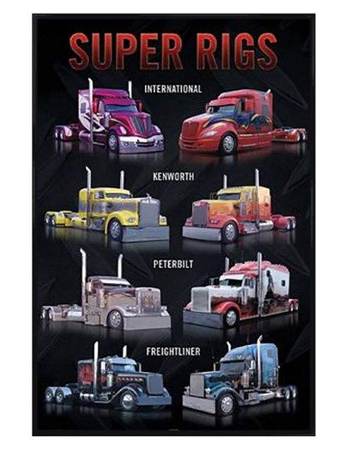 Image of Super Rigs Gloss Black Framed American Super Trucks Poster