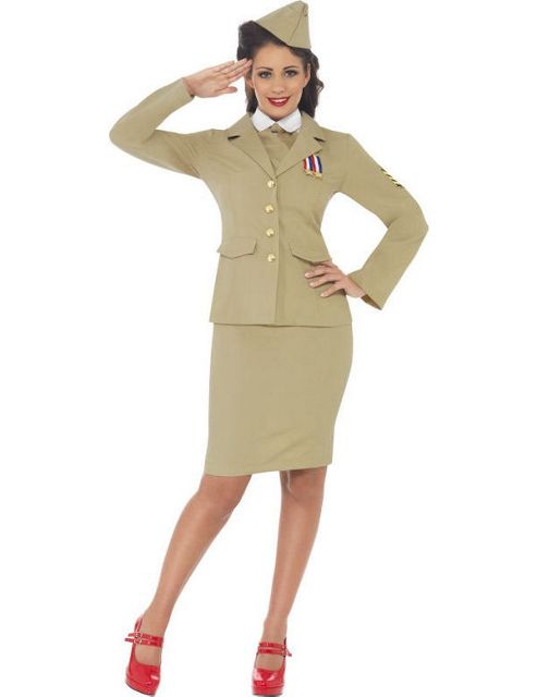 Image of 1940s American Army Girl Costume Small