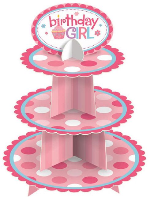 Image of Birthday Girl Cupcake Stand - 3 Tier