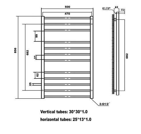 Image of Urbane Designs Leo Traditional Heated Towel Rail - 86.5 Cm H X 50 Cm W X 6 Cm D