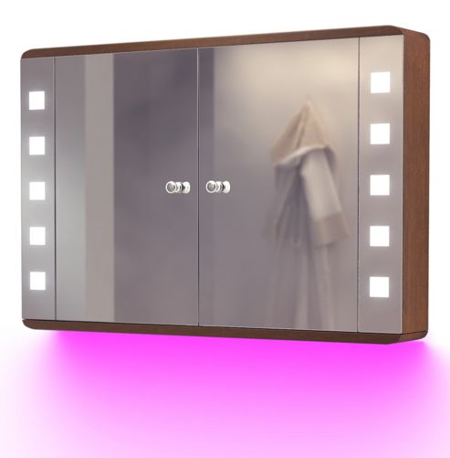 Image of Ambient Solid Oak Bathroom Cabinet With Demister, Sensor & Shaver Socket K82p