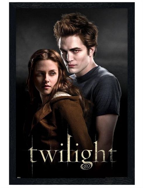 Image of Black Wooden Framed Twilight Bella & Edward Poster