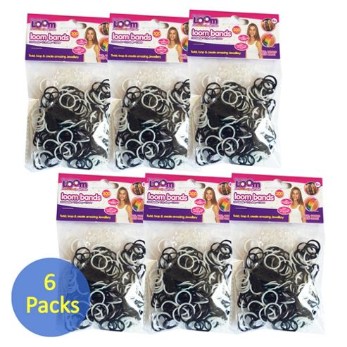 Image of Friendship Loom: Loom Bands Black And White (six Packs)