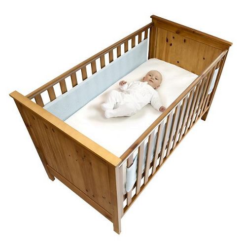 Image of Safe Dreams Cot Wrap 2 Sided Blue