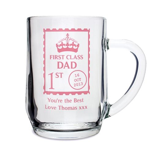 Image of Personalised First Class Pint Glass Beer Tankard